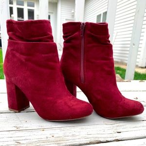 Suede Maroon Booties
